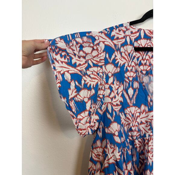 Maeve Anthropologie Baby Doll Flutter Sleeve Floral Cotton Midi Dress 2X - Picture 5 of 7